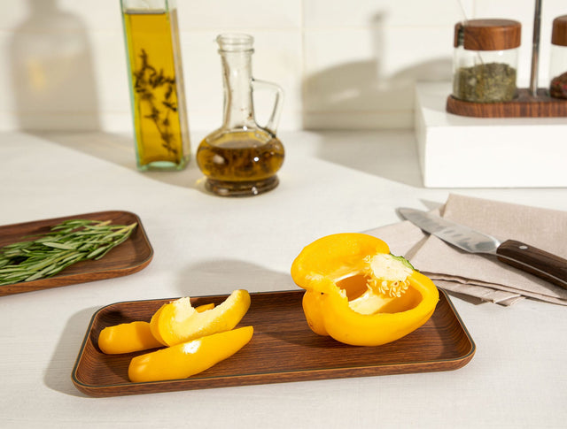 Antibacterial Plastic Serving Plate - Modern Earth Tone Design