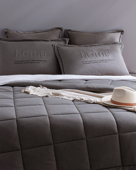 Double Cotton SuperSoft Comforter Set - Anthracite