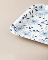 Plastic Rectangular Serving Tray - Serene Blue & White Pattern