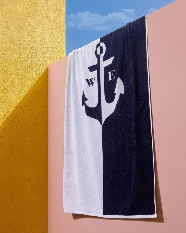 100% Cotton Anchor Pattern Beach Towel