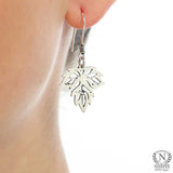 925 Sterling Silver Earrings - Plane Leaf Filigree Design