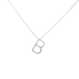 Sterling Silver 3D Letter B Pendant Necklace - Elegant & Personalized