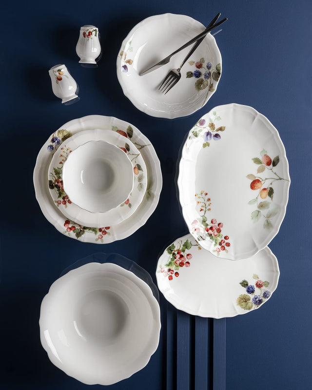 Fine Bone Porcelain 12-Person Dinner Set - Vibrant & Durable