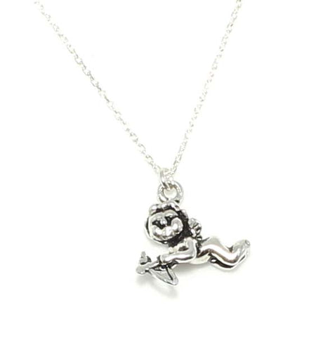 925 Sterling Silver Eros Angel Pendant Necklace - Symbolic Charm
