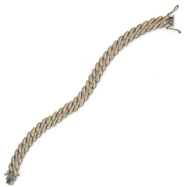 Sterling Silver Yellow Zircon Gourmet Chain Bracelet