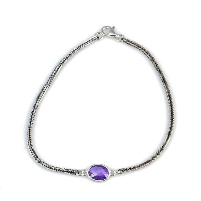 Professional Sterling Silver Amethyst Fox Tail Bracelet