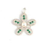 Sterling Silver Green Zircon Daisy Pendant
