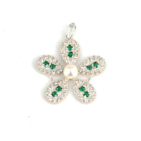 Sterling Silver Green Zircon Daisy Pendant