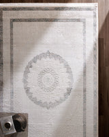 Mons Pattern White Blue Area Rug for Living Room Bedroom