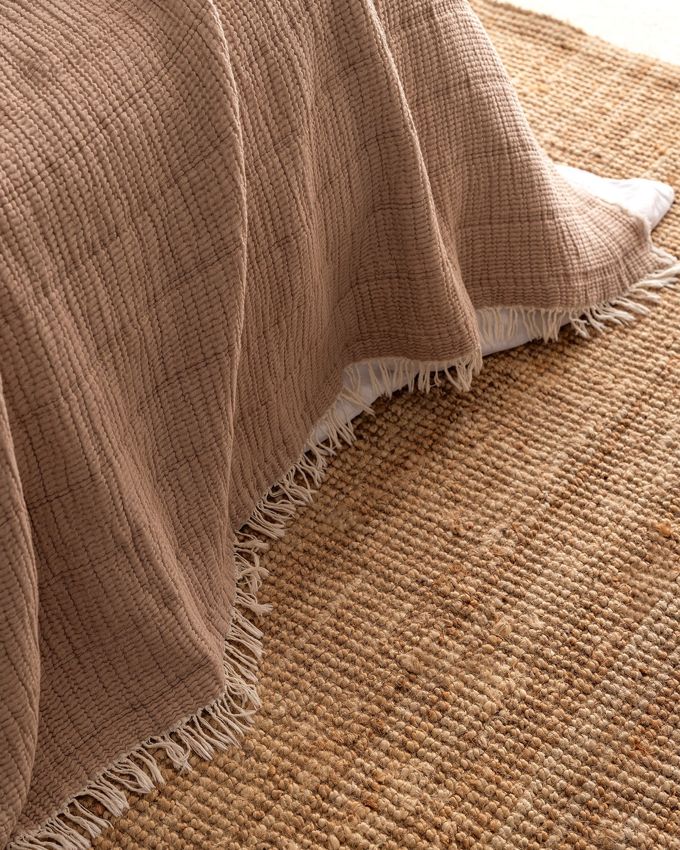 Cotton Blend Single Bedspread - Textured Design
