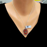 Sterling Silver Reversible Red Enamel Initial Necklace