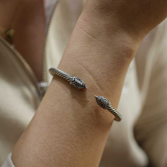 Premium 925 Sterling Silver Falcon Head Twist Men's Bracelet
