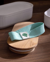 Mintgroene 2-delige lunchbox set voor voedselopslag met houten deksels - 2x500ml inhoud