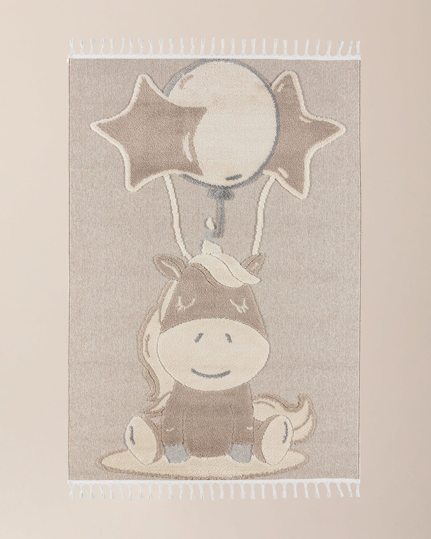 Alfombra de Polipropileno - Beige con Bordes con Flecos