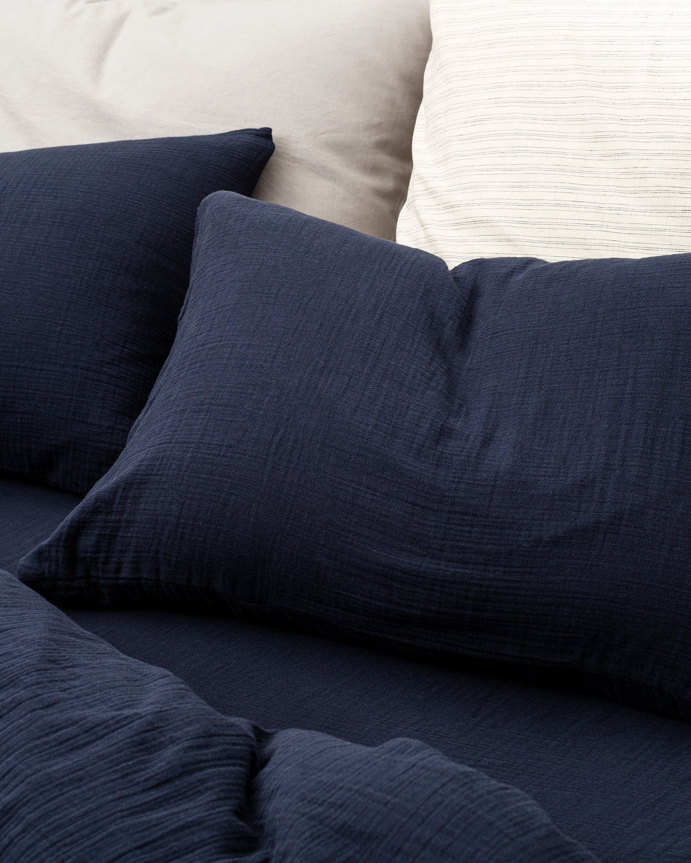King Size 100% Cotton Muslin Fitted Duvet Cover Set