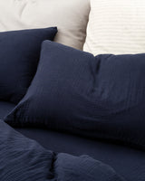 King Size 100% Cotton Muslin Fitted Duvet Cover Set