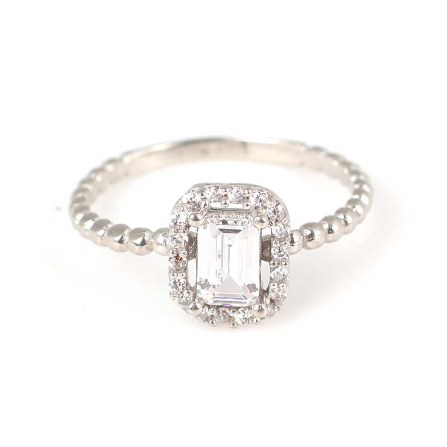 Bague baguette en argent sterling de qualité supérieure
