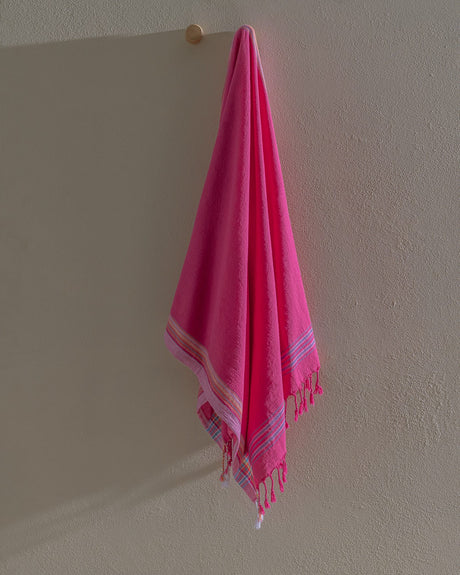100% Cotton Double Face Turkish Bath & Beach Towel - Dark Pink