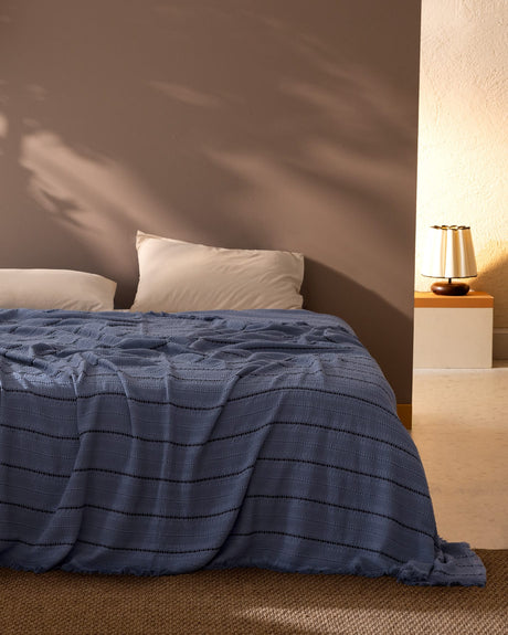 Luxury Indigo Twin Bedspread - Envelope Style Bed Cover