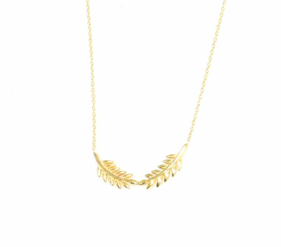 Sterling Silver Double Acacia Leaf Pendant Necklace