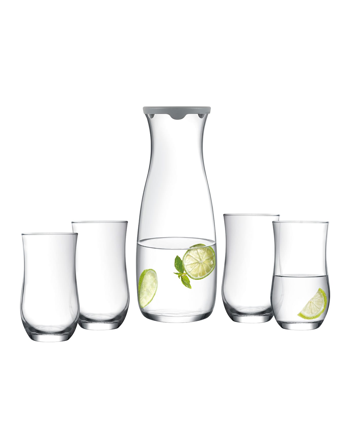 Clear Glass 5-Piece Lidded Carafe Set - Sparkling Diamanta Design