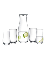 Clear Glass 5-Piece Lidded Carafe Set - Sparkling Diamanta Design