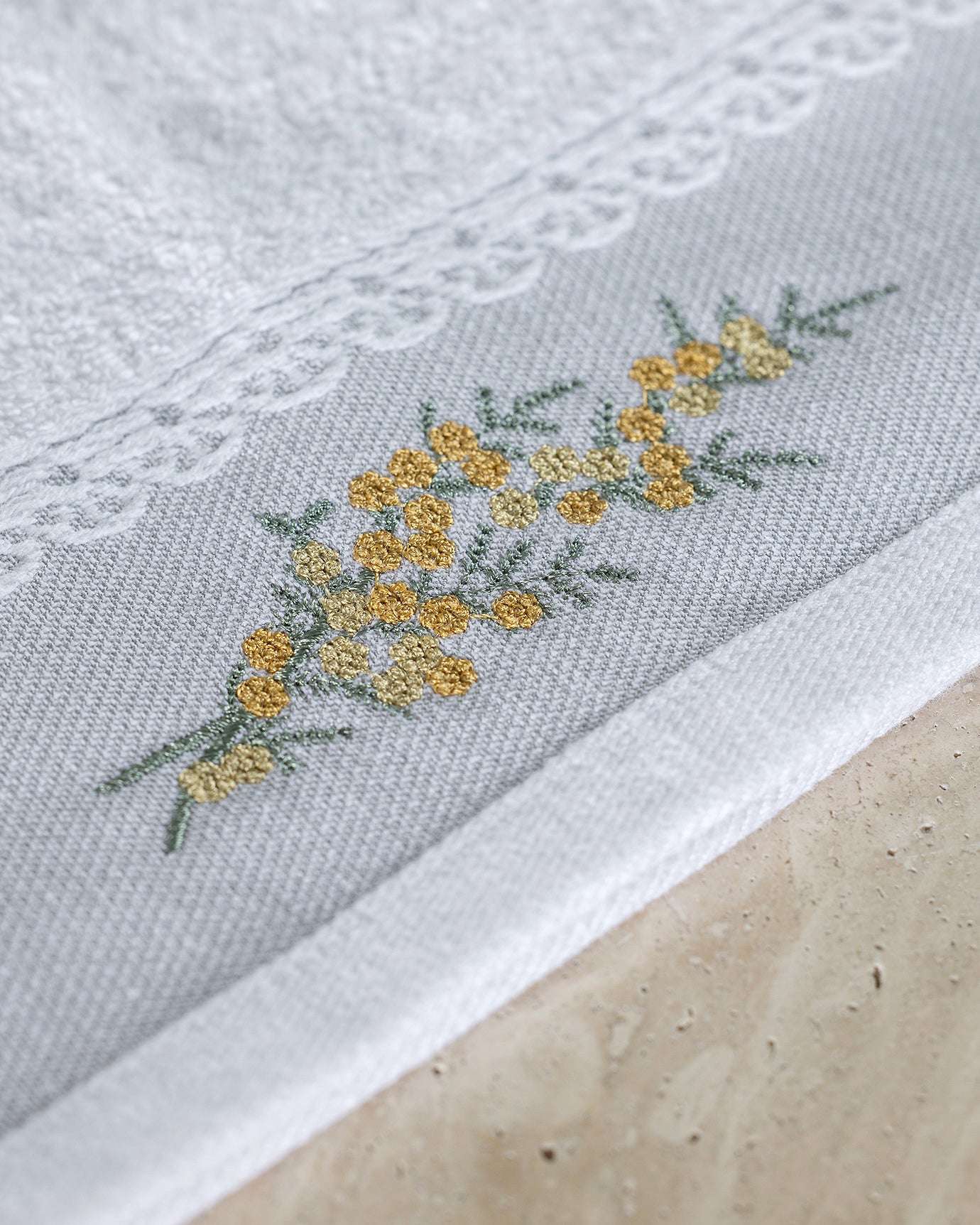 Pansy Embroidered 100% Cotton Hand Towel Set - 2 Pack