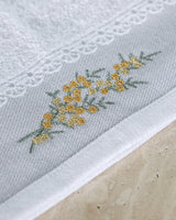 Pansy Embroidered 100% Cotton Hand Towel Set - 2 Pack