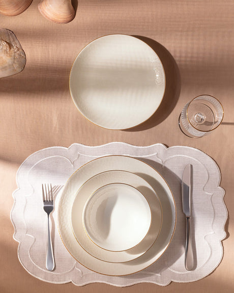 New Bone China 24-Piece Dinner Set - Hand-Applied Gold Rim