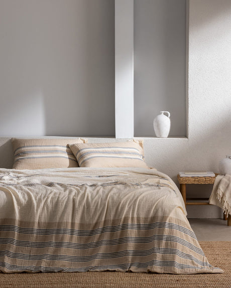 100% Cotton Muslin Duvet Set - Single, Yarn-Dyed & Fitted