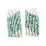 925 Sterling Silver Turquoise 9-Row Cascading Dangle Earrings