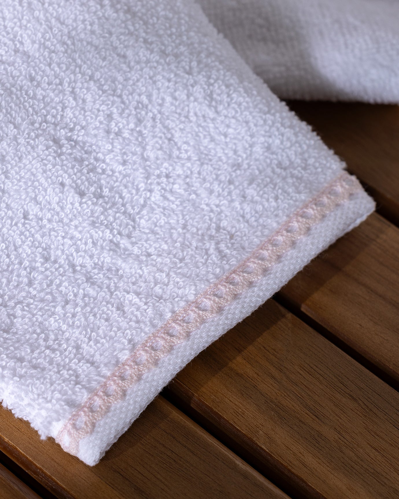 100% Cotton Hand Towel Set - Plush & Absorbent, White/Powder