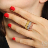 925 Sterling Silver 3-Row Bubble Ring - Wedding Band Style
