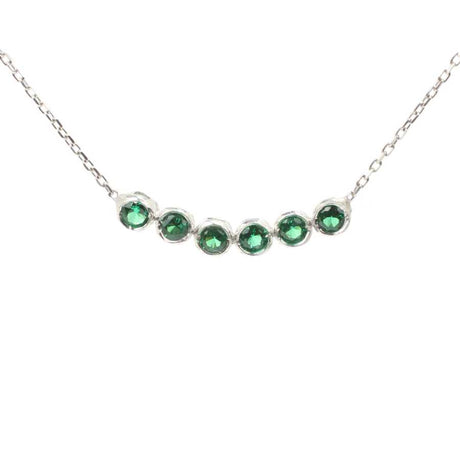 Sterling Silver 6-Row River of Light Necklace with Emerald Zircon