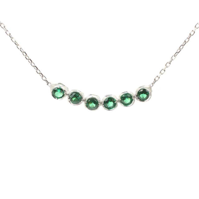 Sterling Silver 6-Row River of Light Necklace with Emerald Zircon