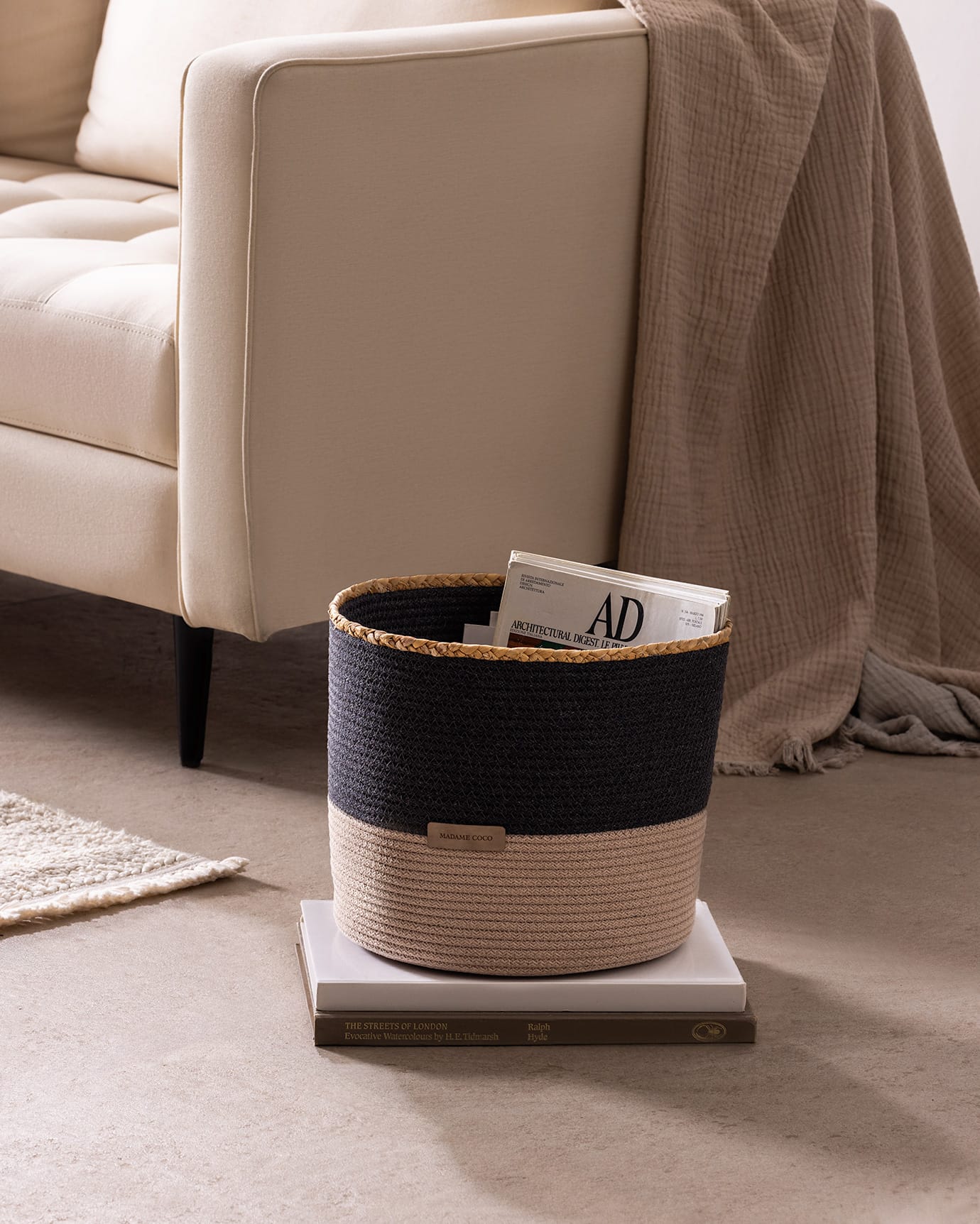 Panier de rangement grand Rosévie - Organisateur pour la maison - Gris/Beige