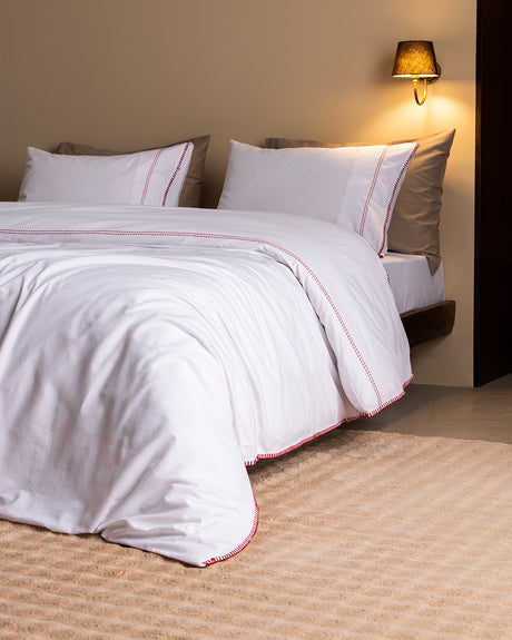 Premium Cotton Double Duvet Cover Set - Embroidered Elegance