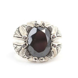 Bague homme ovale en onyx en argent sterling 925 - Détail fait main