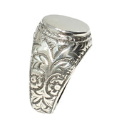 925 Sterling Silver Leaf-Edged Mirror Ring - Distinctive Design