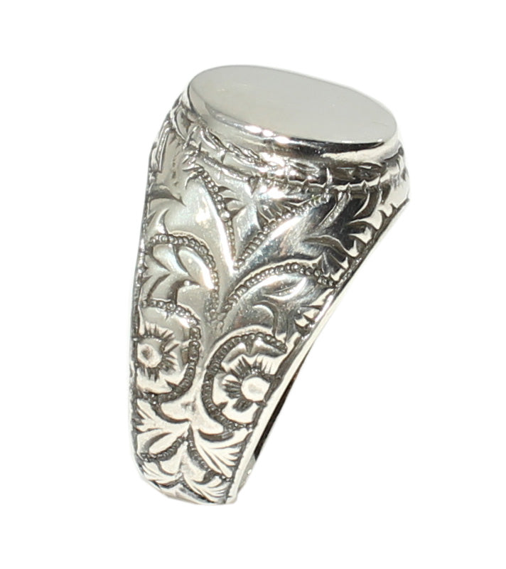 925 Sterling Silver Leaf-Edged Mirror Ring - Distinctive Design