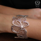 925 Sterling Silver Wide Butterfly Open Cuff Bangle Bracelet