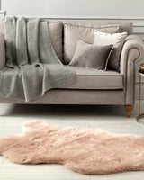 Soft & Plush Acrylic Faux Sheepskin Rug - Cozy Powder Pink Decor