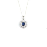 Premium Sterling Silver Double Row Oval Sapphire Necklace