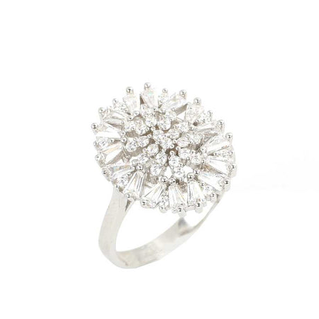 925 Sterling Silver Oval Baguette Zircon Ring - Contemporary Elegance