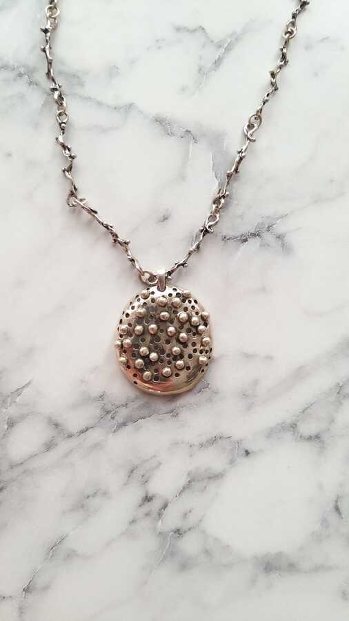925 Sterling Silver Oval Cutout Pendant Necklace - Oxidized Finish
