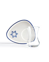 Elegant Glass & Ceramic Tea Set - Blue & White Artistic Design