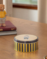 Small Round Metal Storage Box - Decorative Home Organizer