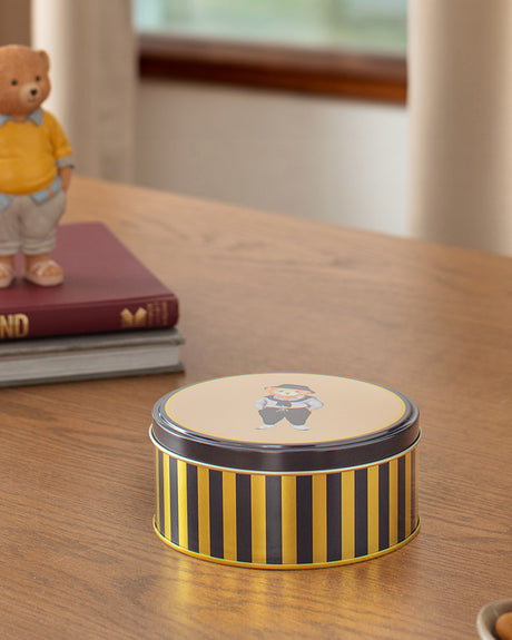 Small Round Metal Storage Box - Decorative Home Organizer