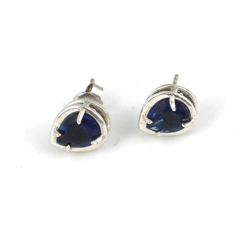 925 Sterling Silver Sapphire Zircon Teardrop Stud Earrings