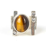 Premium Sterling Silver Tree Bark Tiger Eye Ring